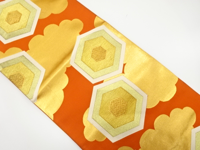 JAPANESE KIMONO / ANTIQUE FUKURO OBI / SILK / WOVEN KIKKO PATTERN